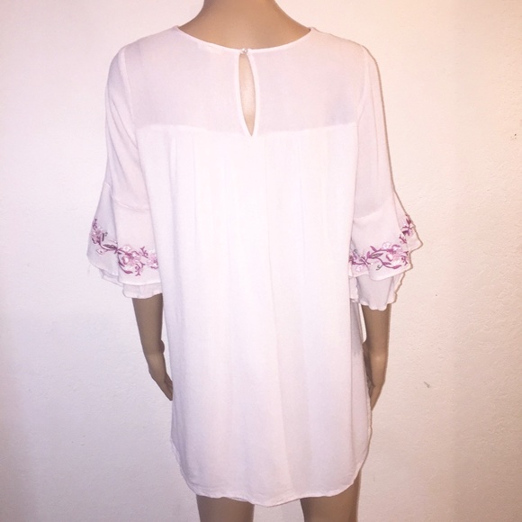 EN CREME BOHO Style embroidered Tunic Top sz M - Picture 3 of 5